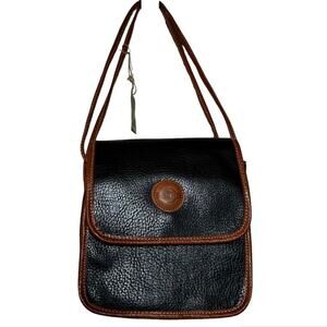 VTG Esprit Accessories Cross Body Bag Magnetic Snap Leather Black Brown
